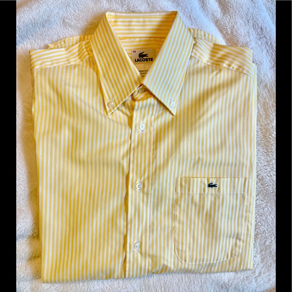 mens yellow striped dress shirt